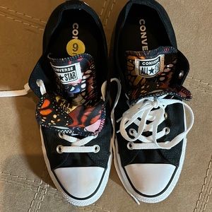 Converse all star size 9, black, butterfly tongue, EUC
